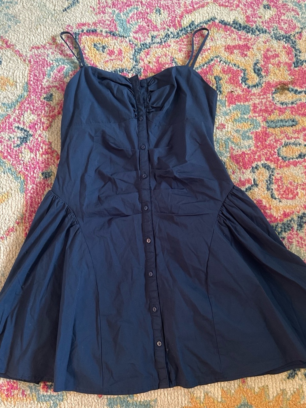 wild fable Navy Button-Down Spaghetti Strap Mini Dress